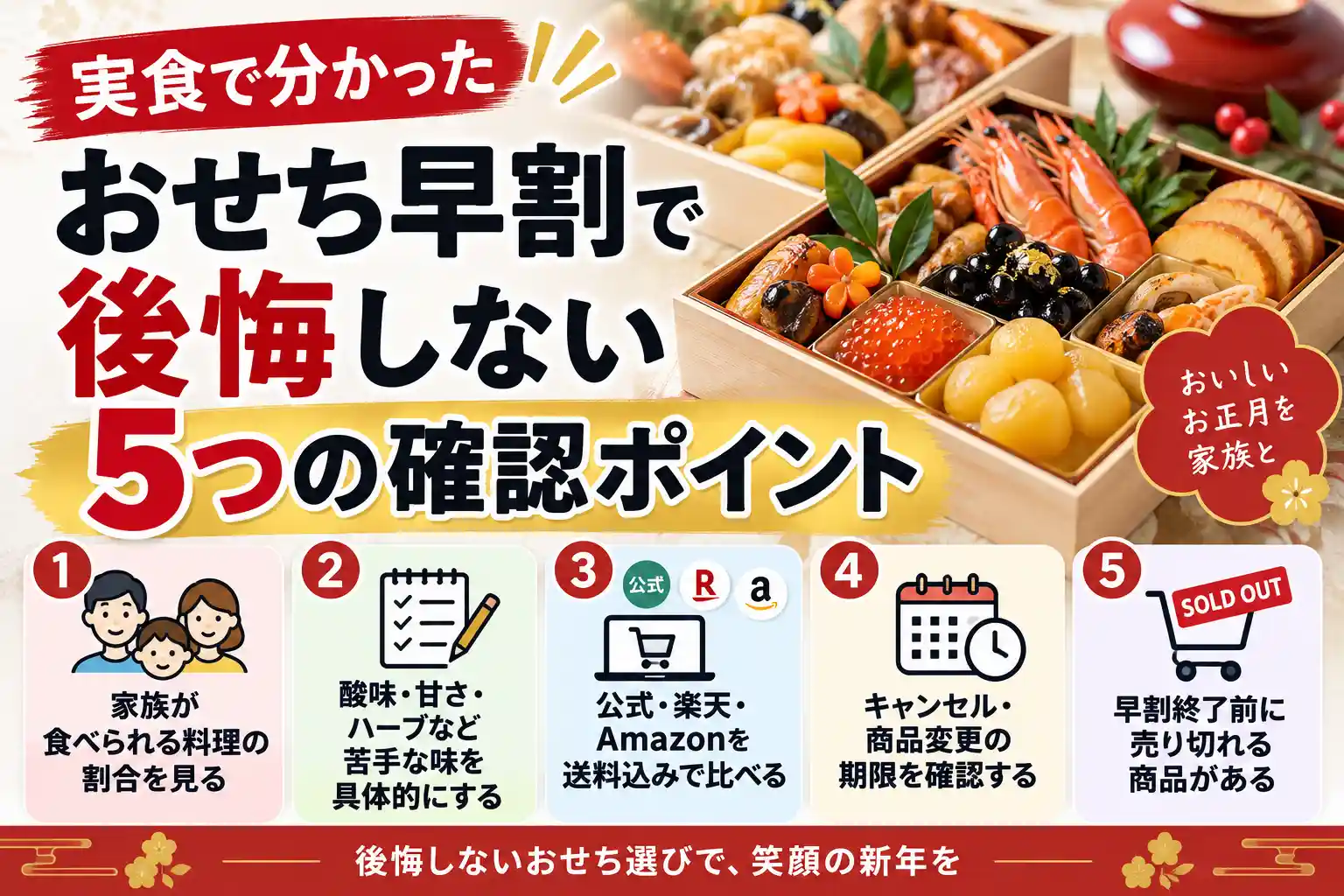 おせち早割で後悔しないための5つのチェックポイント。