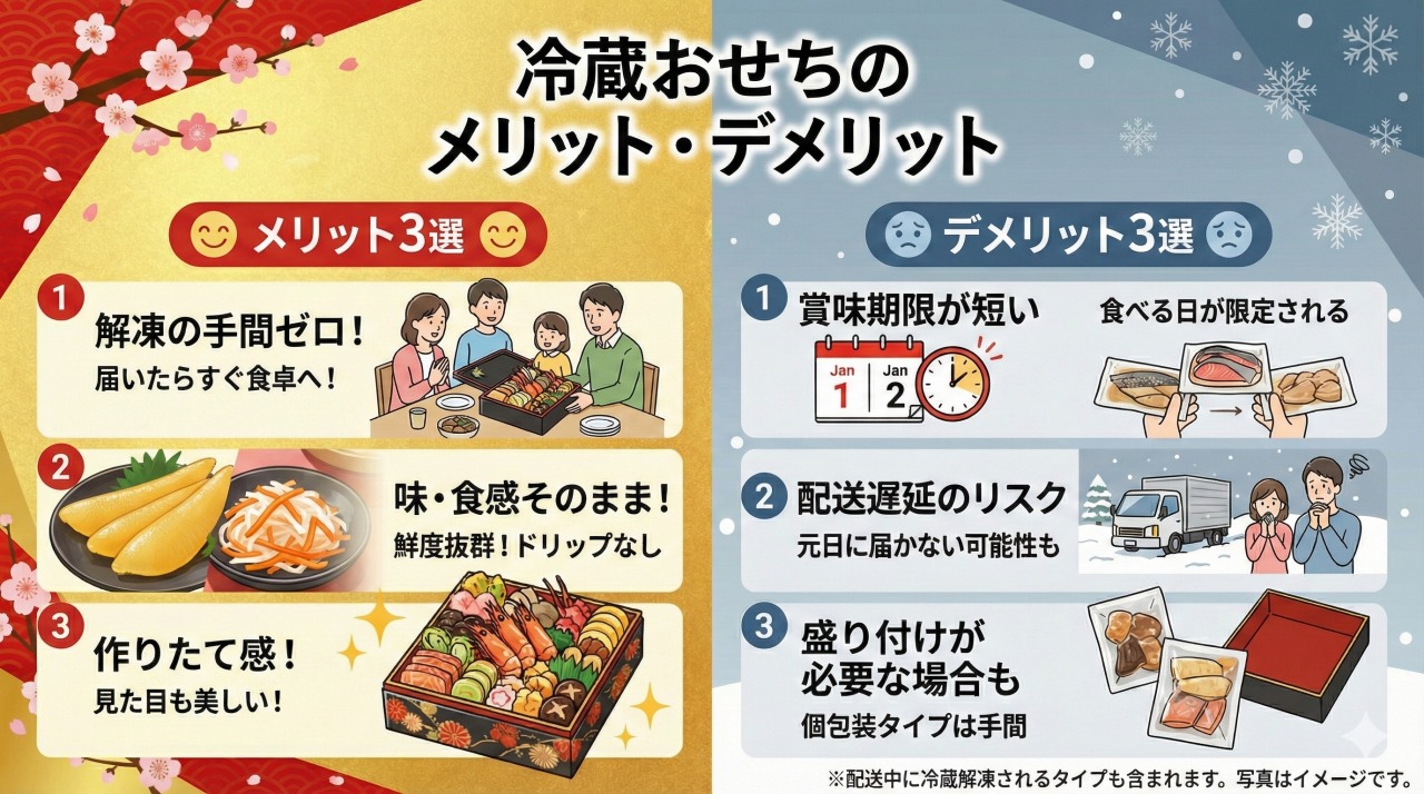 冷蔵おせちのメリットとデメリット。