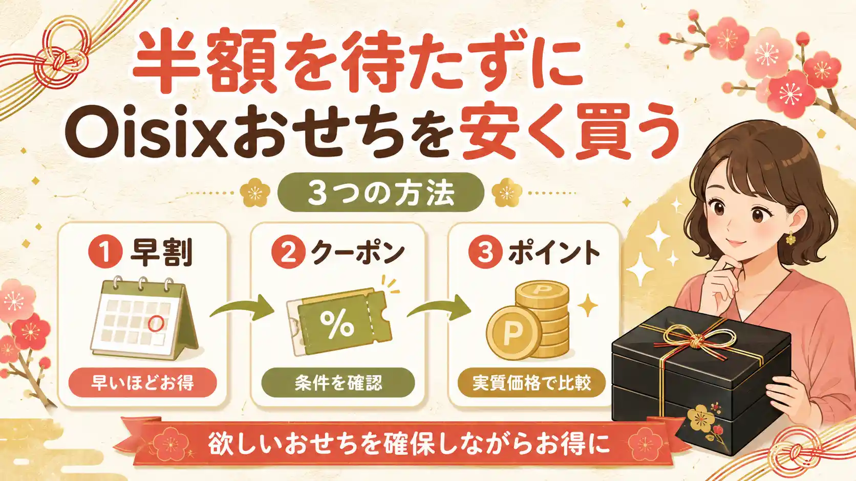 半額セールを待たずに、オイシックスおせちを安く買う方法。
