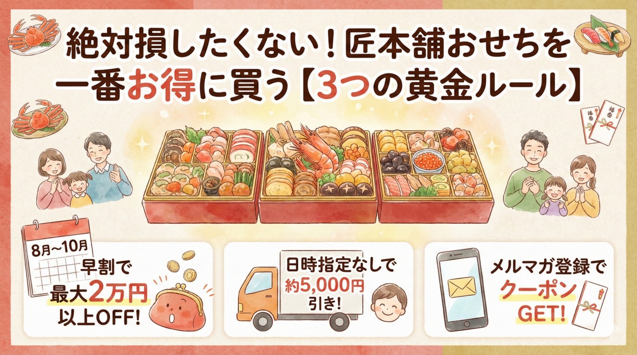 匠本舗おせちをお得に買うための3つのルール。