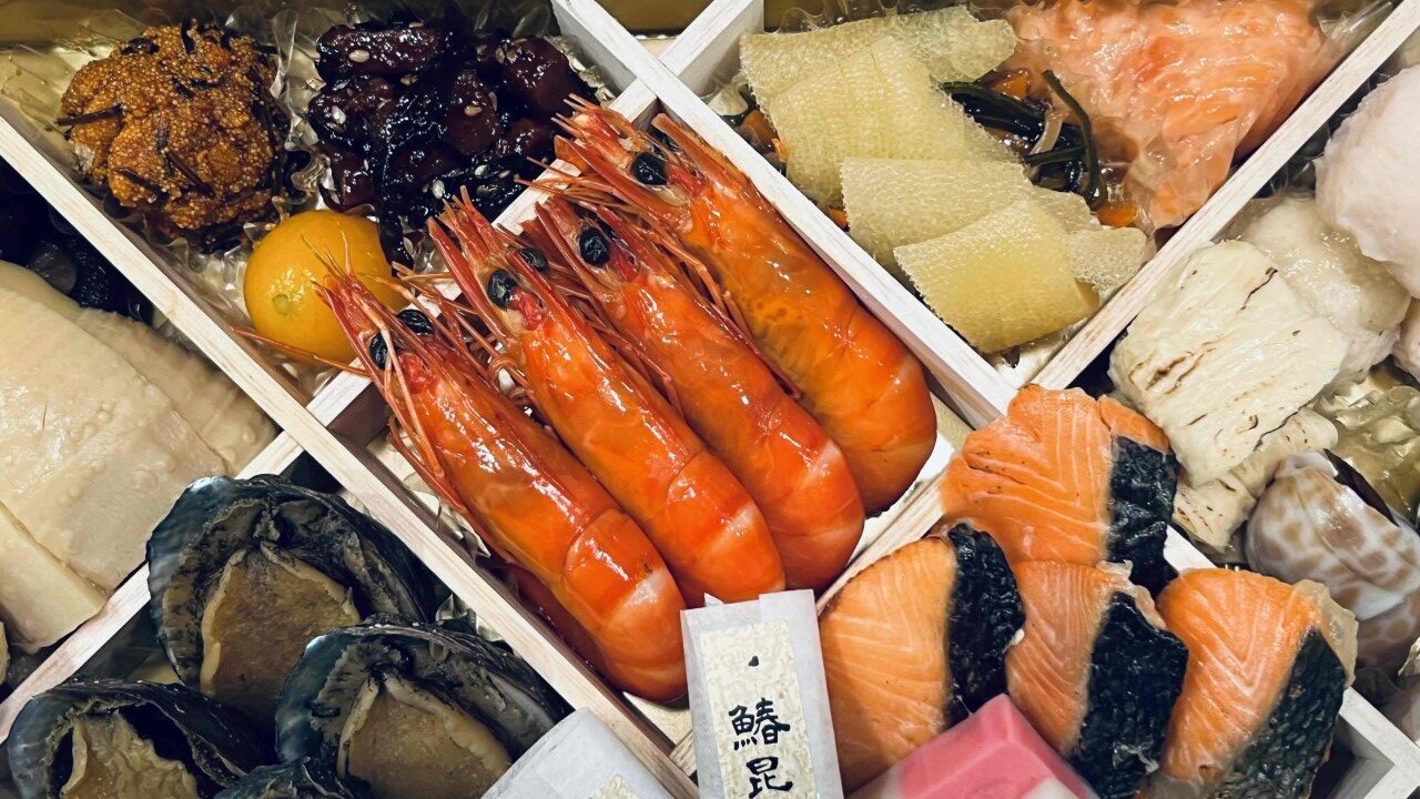 ジャパネットの海老の旨煮、金柑煮。