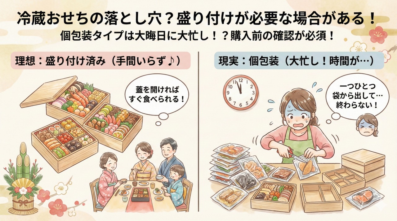 冷蔵おせちのデメリット③：盛り付ける必要があるケースあり。