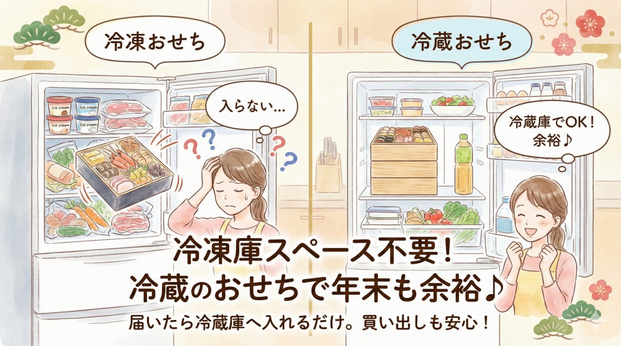 冷蔵おせちのメリット③：冷凍庫のスペースが要らない。