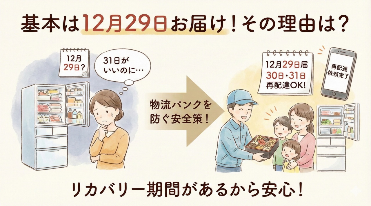 ベルーナおせちは12月29日に届く。