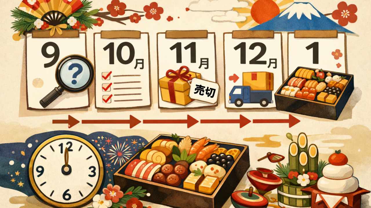 おせちの月別の販売スケジュールの説明。