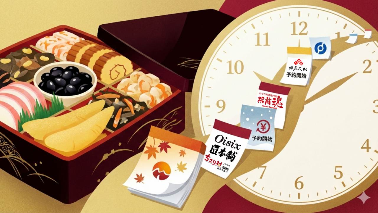 メーカー別のおせち予約スケジュール。