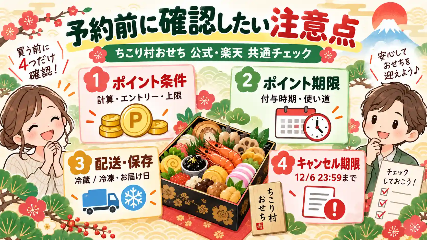 ちこり村おせちの予約前に確認すべき注意点。