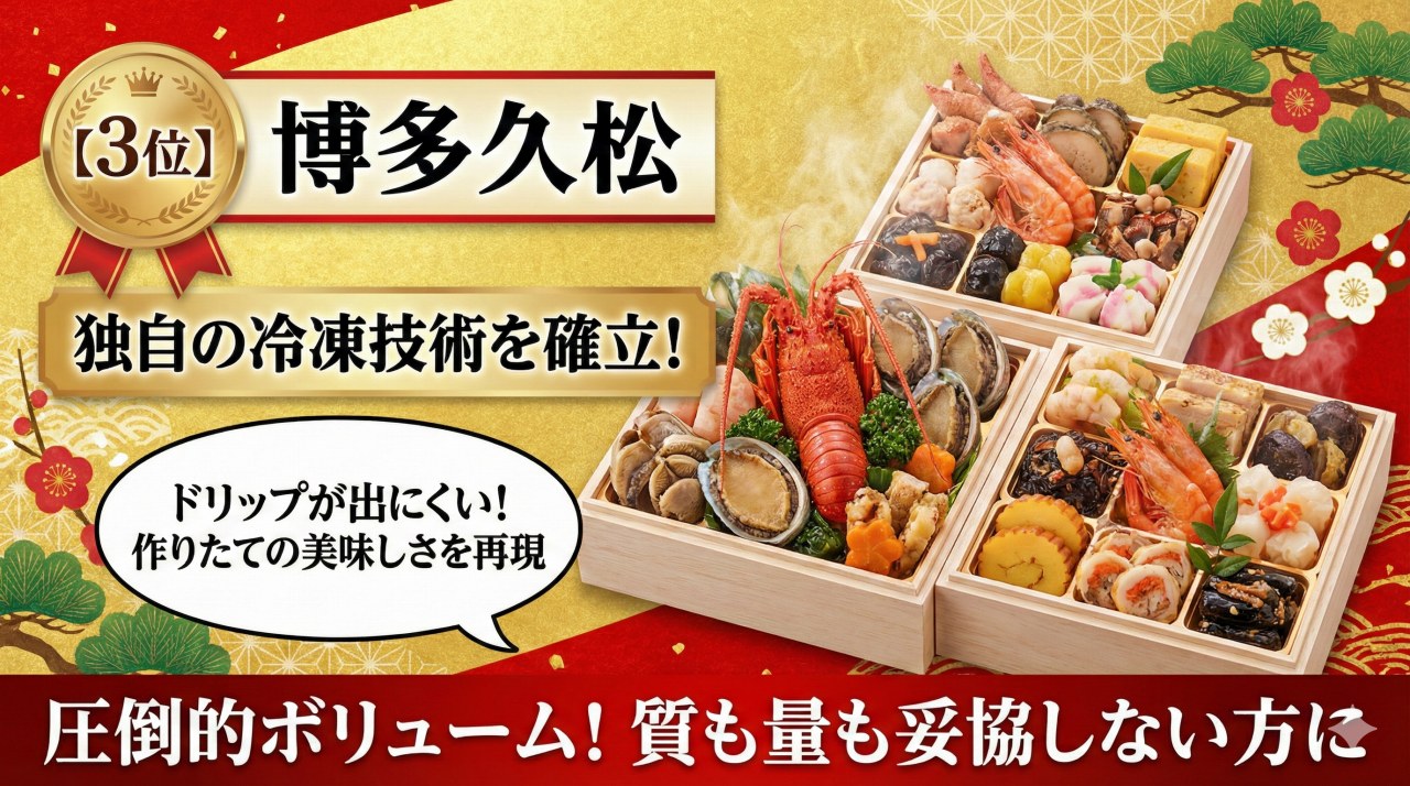 冷凍おせちランキング3位「博多久松」。