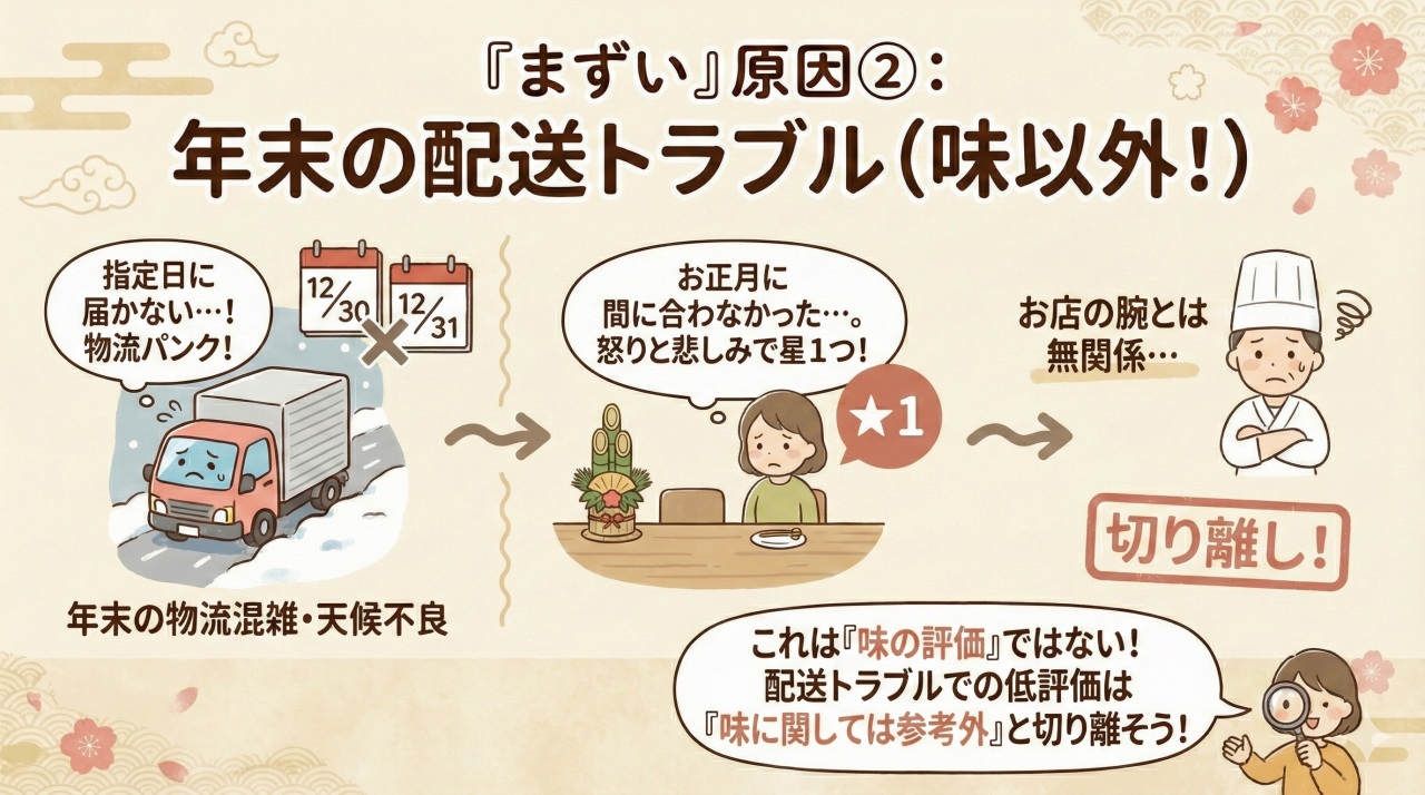 匠本舗おせちの口コミ低評価となる理由②。