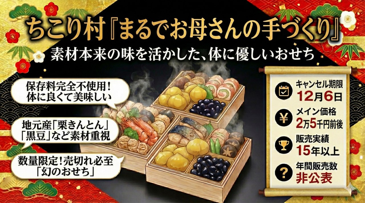 おすすめの冷蔵おせち「ちこり村」。