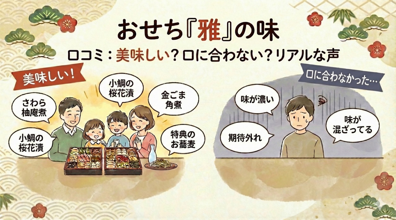 雅おせちの味に関する口コミ。