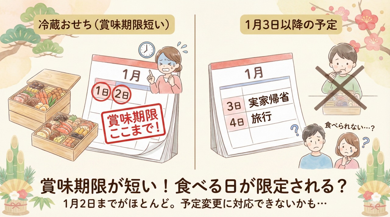 冷蔵おせちのデメリット①：賞味期限が短い。