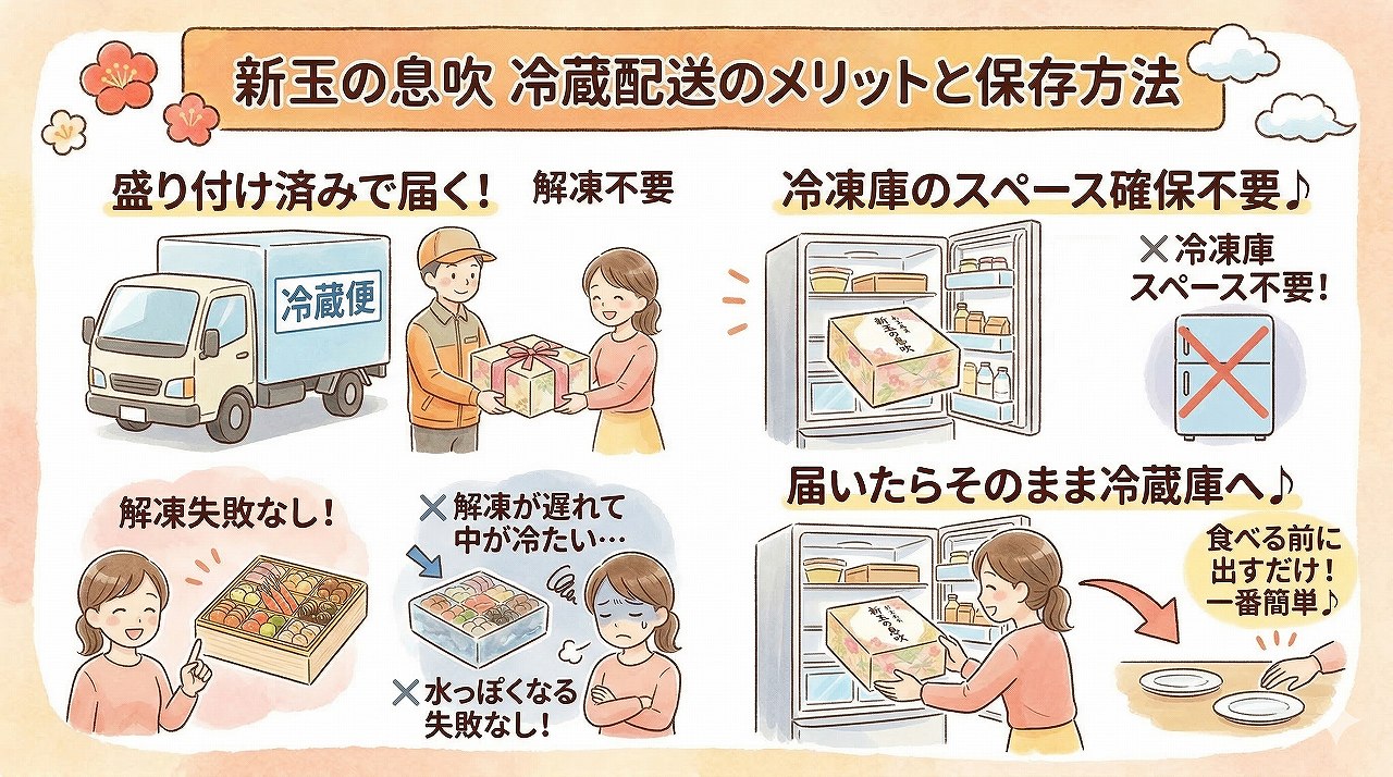 新玉の息吹を配達されてから保管するまでの流れ。