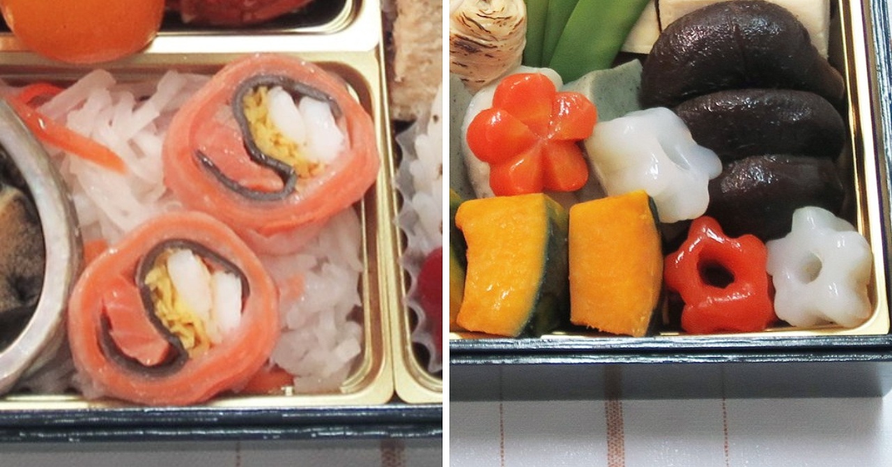 新玉の息吹の海老サーモンと梅花人参。