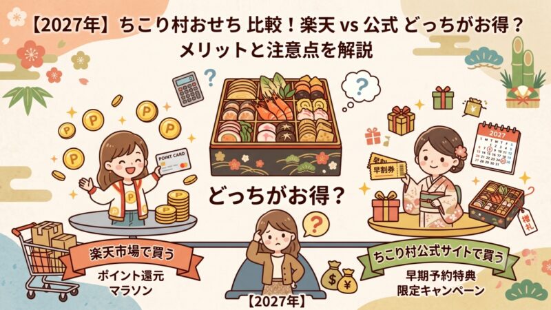 【2027年】ちこり村おせちの楽天と公式を比較！どっちがお得？メリットと注意点を解説