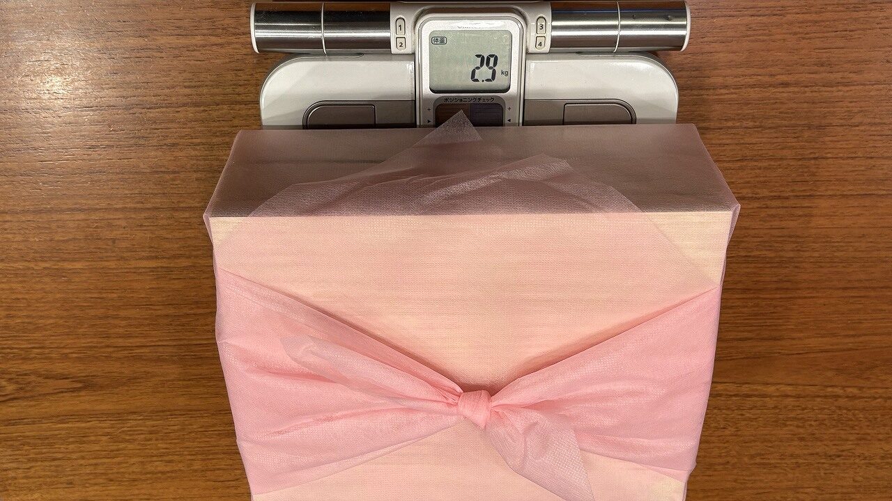 ジャパネットおせちの重量を量った結果「2.9kg」。