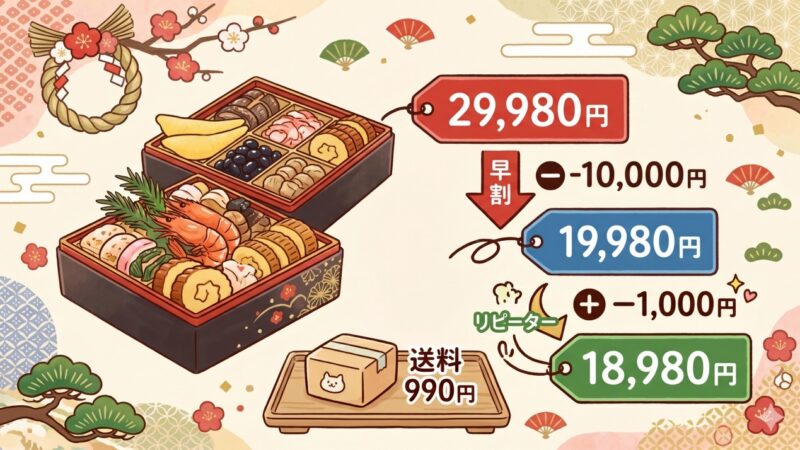 【ジャパネットたかた】おせちの値段は29,980円だが、期間限定で19,980円！ 