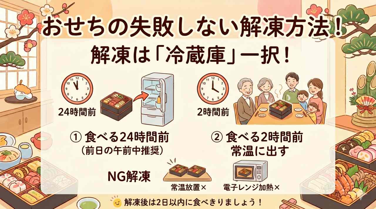 ジャパネットたかたのおせちの解凍方法。