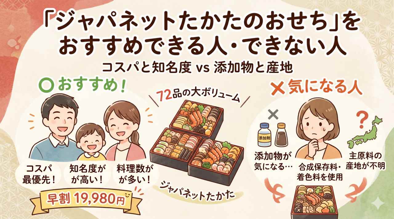 ジャパネットたかたのおせちをオススメできる人の特徴とオススメできない人の特徴。