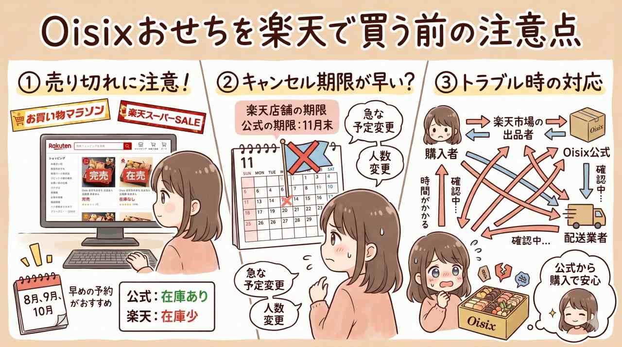 オイシックスおせちを楽天で買う時の注意点。