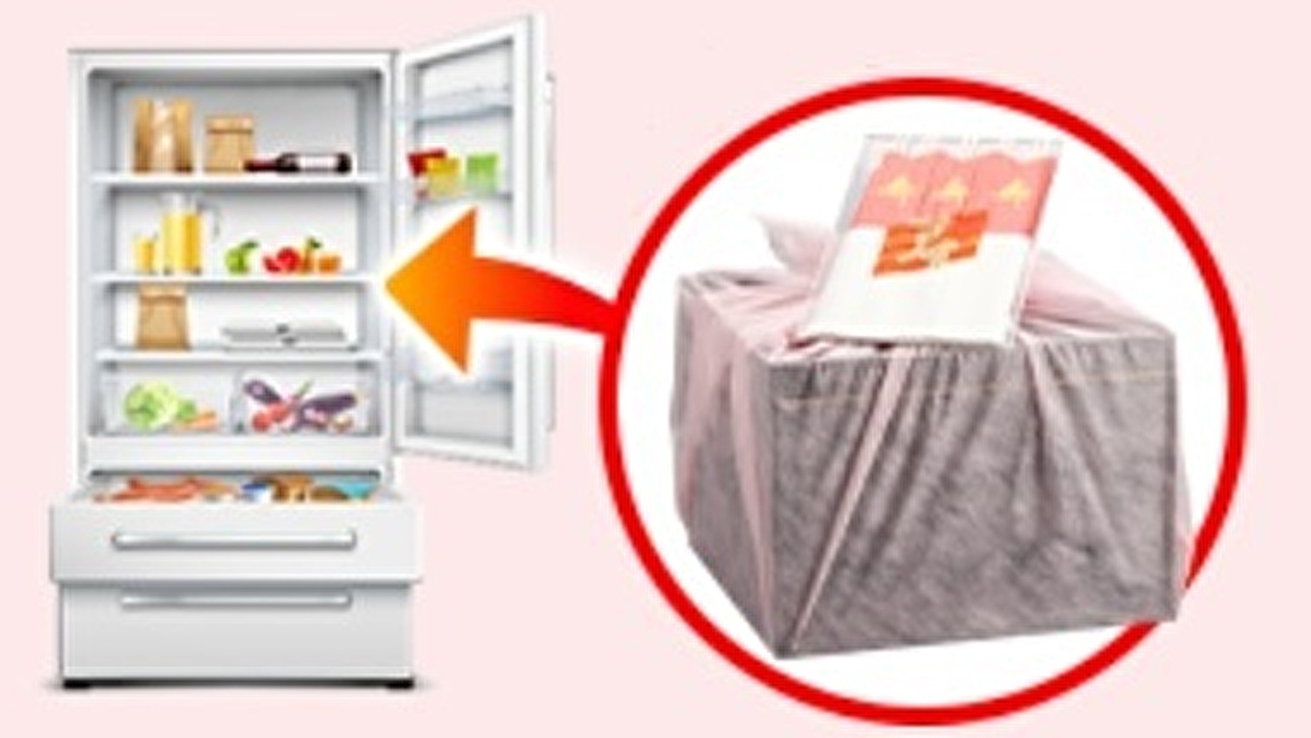 1番簡単な解凍方法。 風呂敷に包まれた重箱の状態で冷蔵庫に入れる。